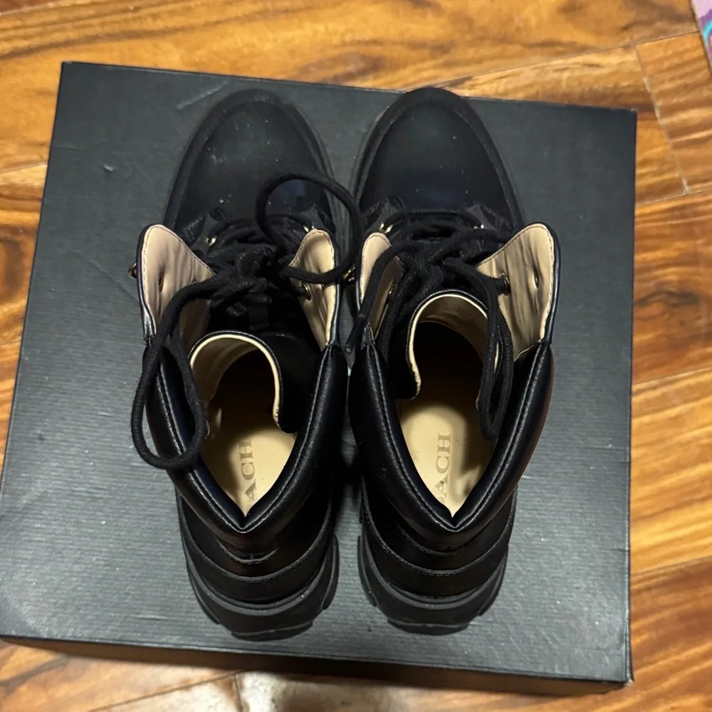Coach Royce Sig Black Monogram Combat Boots - Picture 13 of 16